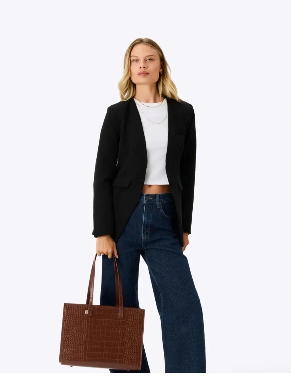 NWT BEIS | The Work Tote | Maple Croc - Picture 2 of 12